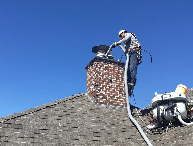 Dedicated Fountain Chimney Sweep team member cleaning a chimney in Fountain, CO