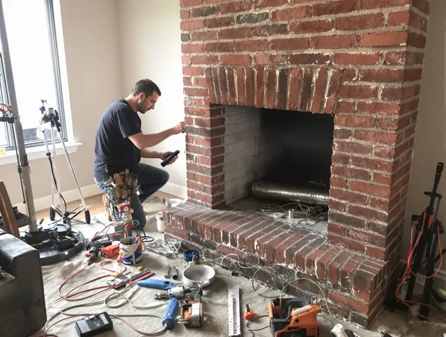 Fountain Chimney Sweep specialist finalizing chimney liner service in Fountain, CO