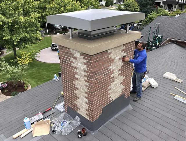 Fountain Chimney Sweep team working on a custom chimney remodel in Fountain, CO