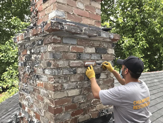 In-progress chimney restoration by Fountain Chimney Sweep in Fountain, CO